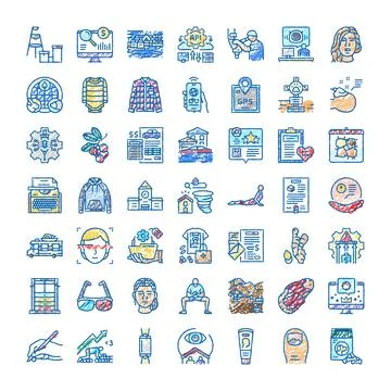 Creative vibrant doodle icon set illustrating various concepts Stock Illustration