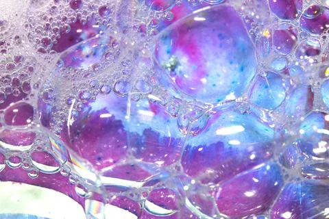 Creative Vibrant Rainbow Water Bubble and Watercolour Background Abstract C.. Stock Photos