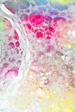 Creative Vibrant Rainbow Water Bubble and Watercolour Background Abstract C.. Stock Photos