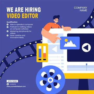 Creative Video Editing Software Illustration for Social Media Posts in a Fl.. Stock Illustration