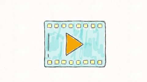 Creative Video Player Icon Animation in Colorful Hand-Drawn Style Stock Footage 341863445