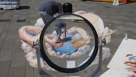 Creative view of street painter Stock Footage 99698354