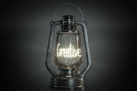 Creative - Vintage Kerosene Lantern - 3d illustration Stock Illustration