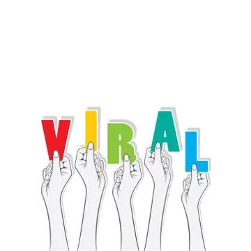 Creative viral text hold in hand design Stockillustratie
