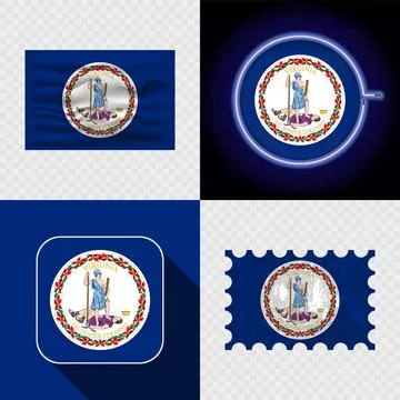 Creative the Virginia Flag Icon Set Collection. Stock Illustration