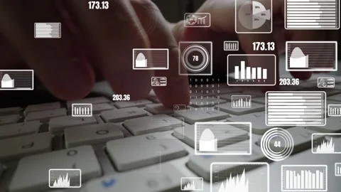 Creative visual of business big data and finance analysis on computer Stock Footage 154629261