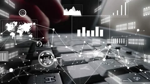 Creative visual of business big data and finance analysis on computer Stock Footage 154629883