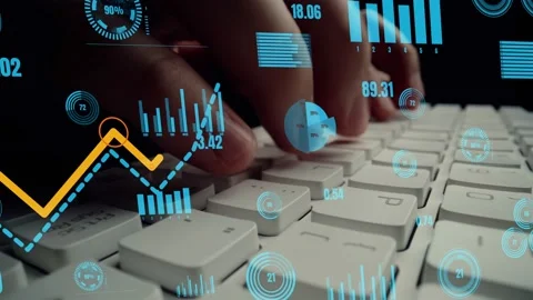 Creative visual of business big data and finance analysis on computer Stock Footage 154877599