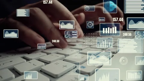 Creative visual of business big data and finance analysis on computer Stock Footage 155536577