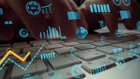 Creative visual of business big data and finance analysis on computer Stock Footage 155587870