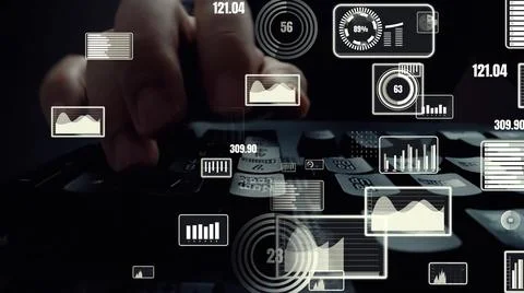 Creative visual of business big data and finance analysis on computer Stock Photos