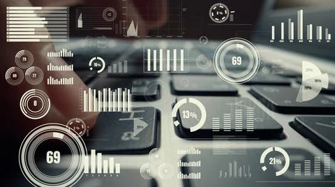 Creative visual of business big data and finance analysis on computer Stock Photos