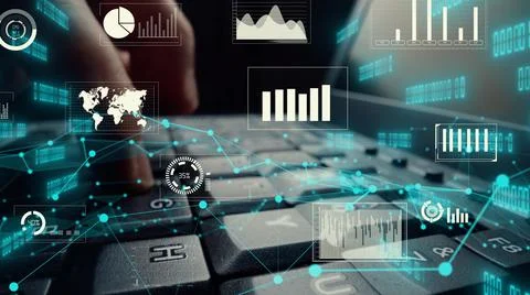 Creative visual of business big data and finance analysis on computer Foto stock