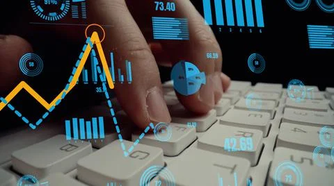 Creative visual of business big data and finance analysis on computer Stock Photos