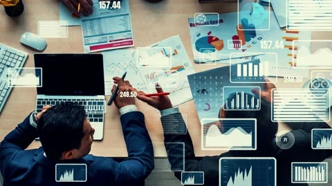 Creative visual of business data analyzing technology Stock Footage 169678274