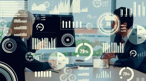 Creative visual of business data analyzing technology Stock Photos