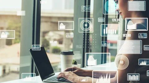 Creative visual of business data analyzing technology Foto stock