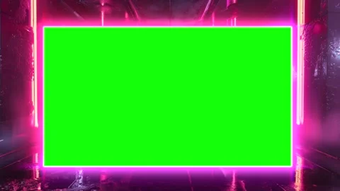 Creative Visual Effects Setup with Green Screen in a High-Tech Corridor Stock Footage 274349139