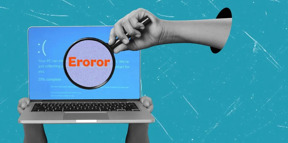 Creative visual representation of computer error message during system reco.. 스톡 사진