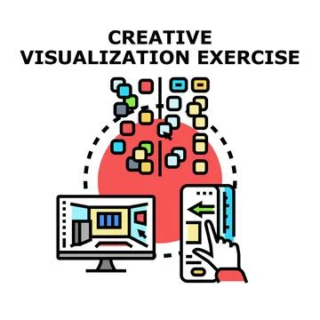 Creative visualization exercise developing digital design concepts 스톡 일러스트