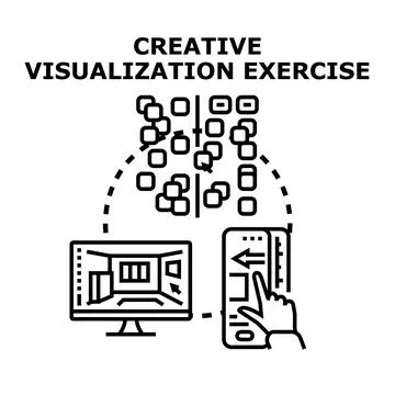 Creative visualization exercise developing digital design concepts 스톡 일러스트