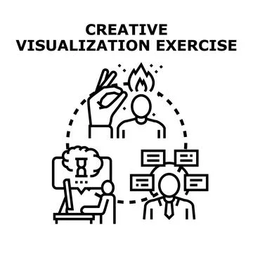 Creative visualization exercise for idea and concept generation Stock Illustration