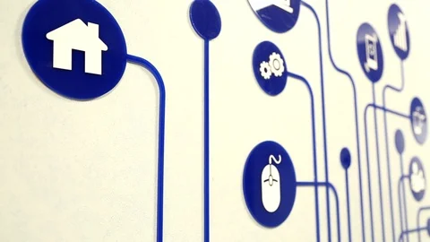 A Creative Wall In A Business Building With IT Motives Video stock 95906243