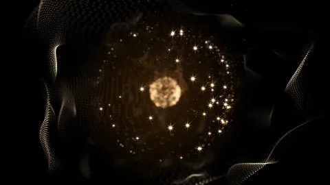 Creative wallpaper texture of golden pattern with abstract waves and stars on Illustrazione stock