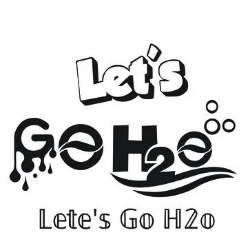 Creative Water Droplet Text Graphic "Let's Go H2O" Ilustración de archivo