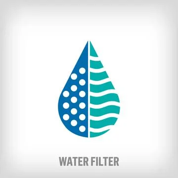 Creative water in filter logo. Uniquely designed color transitions. Stock Illustration