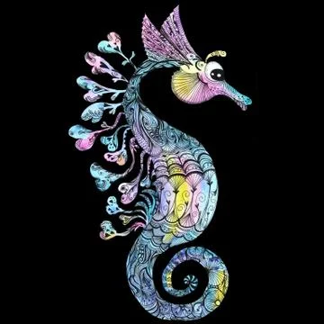 Creative Watercolor Seahorse Stock Illustration