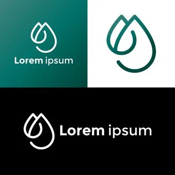 Creative Waterdrop Logo designs by m letter vector template Linear style Stock Illustration