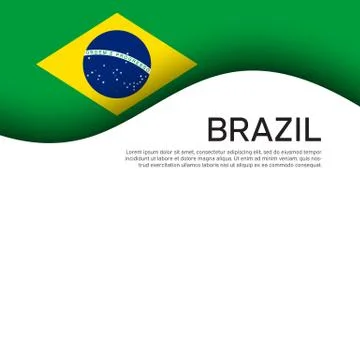 Creative wavy background with brazil flag for holiday card design. Brazil banner Stock Illustration