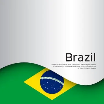 Creative wavy background with brazil flag. Brazil national banner. Vector Stock Illustration