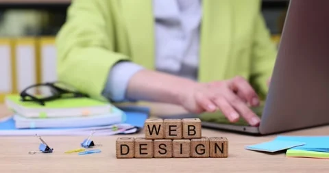 Creative web design process unfolds at a bright workspace with colorful Stock Footage 318667073