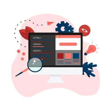 Creative webpage development and web design concept	 Stock-Illustration