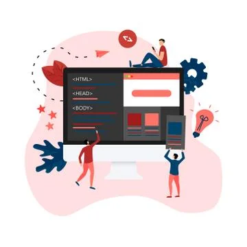 Creative webpage development and web design concept	 스톡 일러스트