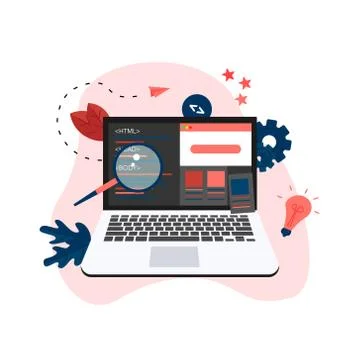 Creative webpage development and web design concept	 스톡 일러스트