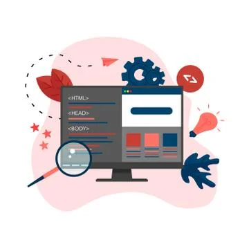 Creative webpage development and web design concept	 Stock-Illustration