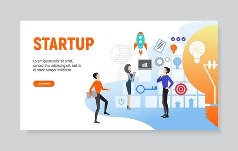 Creative website template for startup Stock Illustration