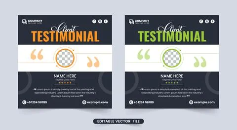 Creative website testimonial and client feedback review section vector with d Illustrazione stock