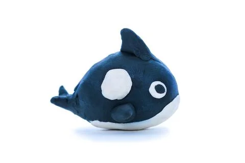 Creative whale clay model, on white background. Play dough animal Stock Photos