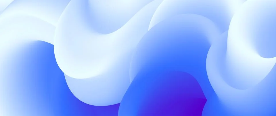 Creative white blue fluid gradient background. Wavy curved 3d flow poster Stock Illustration