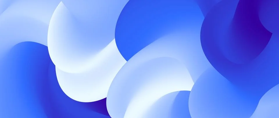 Creative white blue fluid gradient background. Wavy curved 3d flow poster Stock Illustration