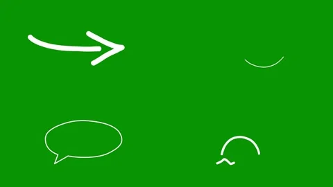 Creative white doodle graphics isolated over chromkey green screen Stock-Footage 346825214