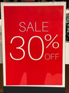 Creative white letters on red background .Sale promotion. Stock Photos