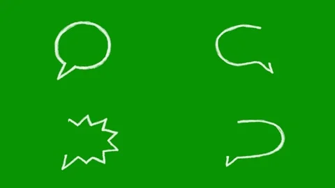 Creative white sketch elements on chromkey green screen highlighting Video stock 346825435