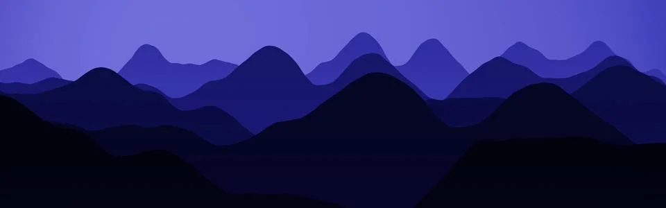 Creative wide angle of hills ridges in the mist cg texture or background Illustrazione stock
