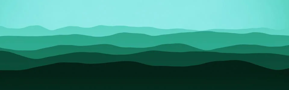 Creative wide angle of mountains ridges in mist background 스톡 일러스트