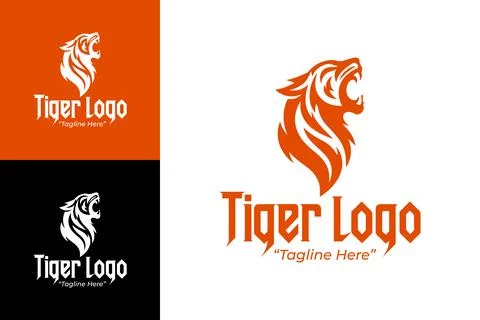 Creative Wild Tiger Face Logo in Orange for Bold Business Stock Illustration